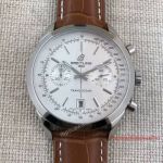 High Quality Clone Breitling Transocean Watch SS White Dial Brown Leathe